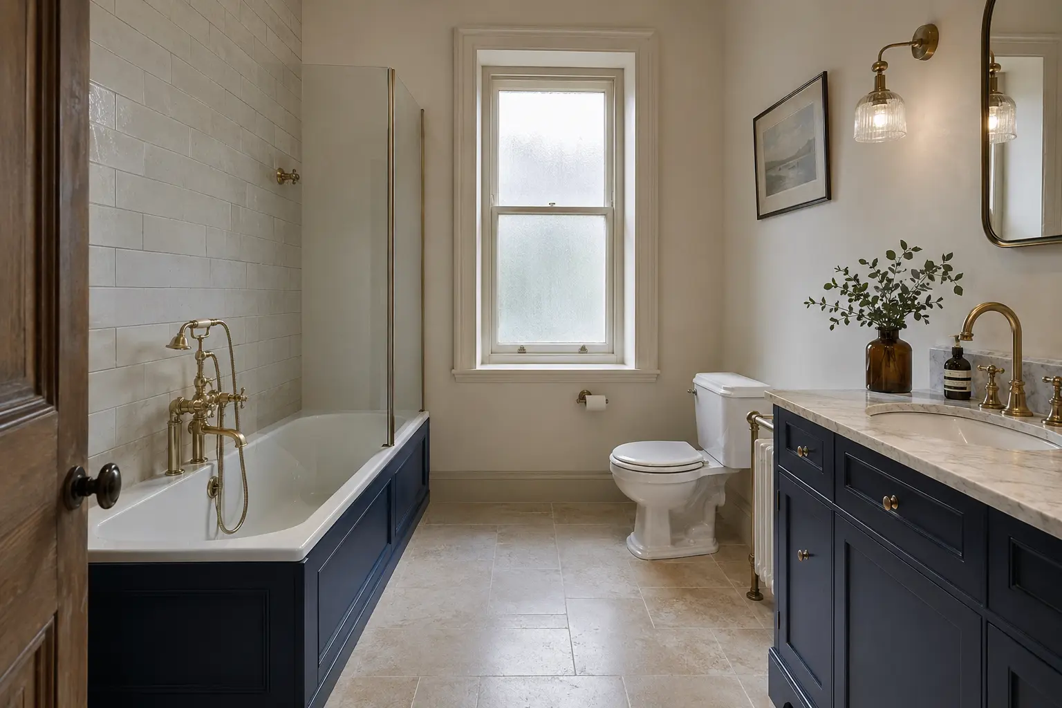 Traditional bathroom concept for an older stone-built home